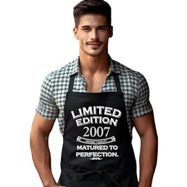 DCG PRINTWEAR 18th Birthday Apron for Men – Born in 2007 Gift – Funny 18 Years Old Cooking Apron – Novelty Gift for Him