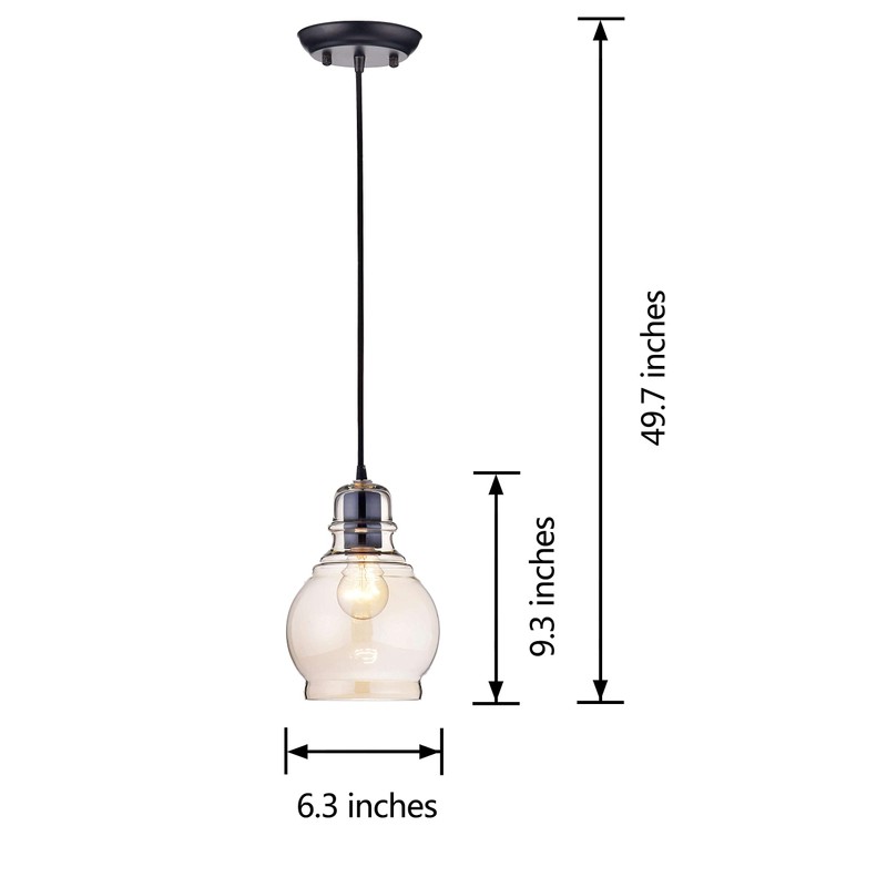 Jojospring Mariana Antique Black Mini Pendant with Cognac Round Glass