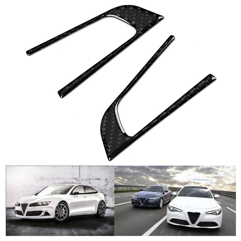 2pcs Steering Wheel Button Decorative Cover Trim Carbon Fiber Fit