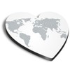 1x Heart MDF Magnet 6cm - World Map Dot Pattern