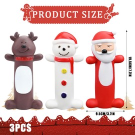 3 Pcs Small Christmas Dog Toys Animal Interactive Squeaky Dog Toys Reindeer Snowman Santa Shape Standing Stick Pet Interactive Play Toy Dental Chew Teething Toy Santa Toys Squeaky for Small Dog