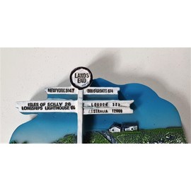 Thomas Benacci Cornwall Land's End Signpost Fridge Magnet - Distances to John O'Groats Isles of Scilly Longships Lighthouse New York London Australia - UK British English Cornish Souvenir