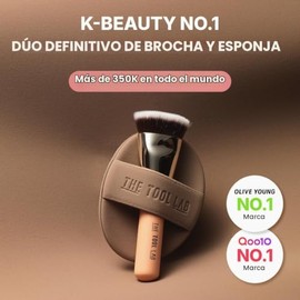 THE TOOL LAB All Day Fitting Duo (tipo resplandor) - Juego de Maquillaje Base Premium para Base Líquida Crema en Polvo, Cepillo Facial para Pulir y Di