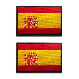 Pack of 2 Spain Flag Patch Tactical Spanish National Emblem, Embroidered Patch with Closure, Military Bands for Backpacks Clothing Bags Uniform Vest Ball Jersey