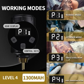 Tattoo Kit Tattoo Gun Wireless Tattoo Machine with 2 Batteries, Tattoo Ink Color Set, 20Pcs Tattoo Needles and Full Accessories Tattoo kit Complete for Beginners (Gold)