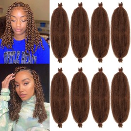 ZRQ 16 Inch Springy Afro Twist Hair For Distressed Butterfly Locs 8 Packs Honey Brown Marley Crochet Braiding Hair Synthetic Pre-Separated Spring Twist Hair Extension 8 Strands/Pack (30#)