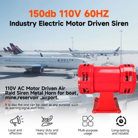 YaeCCC Air Raid Siren, 110V Electric Motor Driven Siren Alarm - 150db, Super Loud for Home & Outdoor