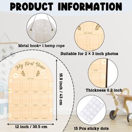 UIBOVA My First Year Photo Board, Daisy Baby Milestone Signs for Boys Girls Nursery Decor, 12 Month Pictures for Baby First Year, Picture Board for 2x3 Photos, Best Babies Keepsake Gifts-A24