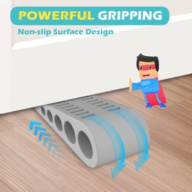 Door Stoppers for Bottom of Door - 8 Pack Rubber Security Wedge Stackable Heavy Duty Door Stop with Holder for Home Office Classroom on Carpet, Concrete, Linoleum & Wood House Warming Gifts New Home