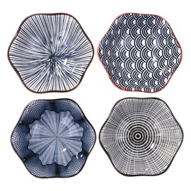 Whitenesser - Juego de 4 platos de salsa de soja negra, tazas de cerámica para salsa de inmersión, salsa de soja, sushi, plato frío (B)