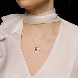 ESSIE ODILA Heart Necklaces for Women 14K Rose Gold Necklace for Women 925 Sterling Silver Birthstone Jewelry Necklace Valentine’s Day Christmas Gifts for Womens Wife Mom