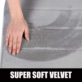 OLANLY Memory Foam Soft Bath Mats Non-Slip Absorbent Bathroom Rugs Rubber Back Runner Mat for Kitchen Bathroom Floors 16" x 24", Grey