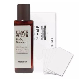 Skinfood 스킨푸드 블랙슈가 첫세럼 + 뷰니오 하프 밀착화장솜 클리어 패드 피부윤기 Skinfood Black Sugar First Serum + Bunyo Half Adhering Makeup Cotton Clear Pad Skin Radiance