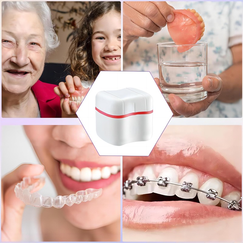 2 PCS Denture Bath Cases Set, 2 Denture Storage Case