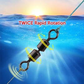 Scotank Fishing Equipment, Double Barrel Swivels, Twice Speed Rolling Swivel Black Nickel Stainless Steel Terminal Tackle Bass Fly Fishing Gear, Connect Fishing Line Hooks (30 Pcs Test 130 Pound)