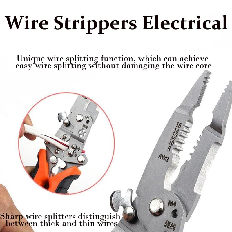 12in1 Multifunctional Wire Stripper,Foldable Wire Stripper Twister,Professional Electrician's Pliers, Cable