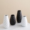 Black Ceramic Flower Vase with Textured Spiral Design, Modern Minimalist