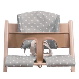 Highchair Cushion for Stokke Tripp Trapp High Chair - Wipe Clean High Chair Pad for Tripp Trapp Highchair - Tripp Trapp Cushion Suitable for use with Baby Set and Harness (Grey with White Stars)