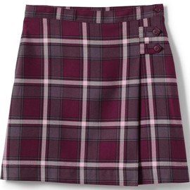 Lands' End Uniform Plaid Aline Skirt Below The Knee Burgundy/Gray Plaid Kids Slim 8