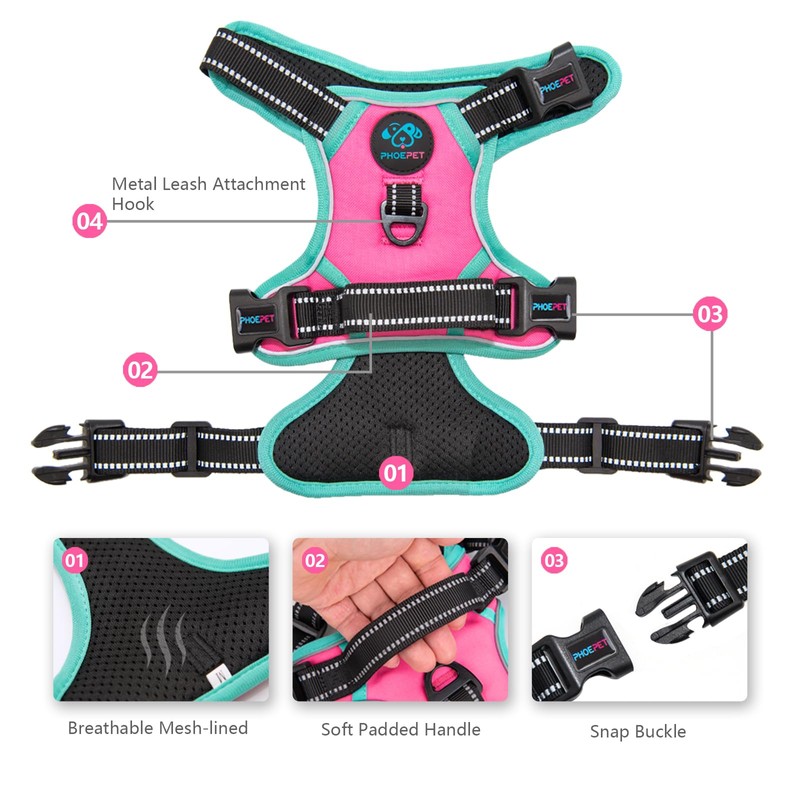 PHOEPET Adjustable No Pull Safety Dog Harness for Medium and