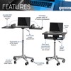 Techni Mobili Rolling Laptop Stand with Extendable Panels, Adjustable Height
