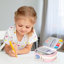 crawing Large Capacity Pencil Case, Mini Backpack Pencil Case, Storage High Capacity Bag Pouch Holder Marker Pen Organizer, for Student, Teen Girls, Adults (Apricot Pink)