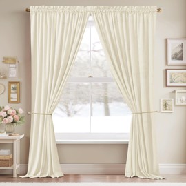 StangH Ivory White Velvet Curtains for Sliding Door Luxury Room Darkening Thermal Curtains for Winter, Rod Pocket Drapes for Living Room/Bedroom Window Decor, W62 x L84, 2 Panels