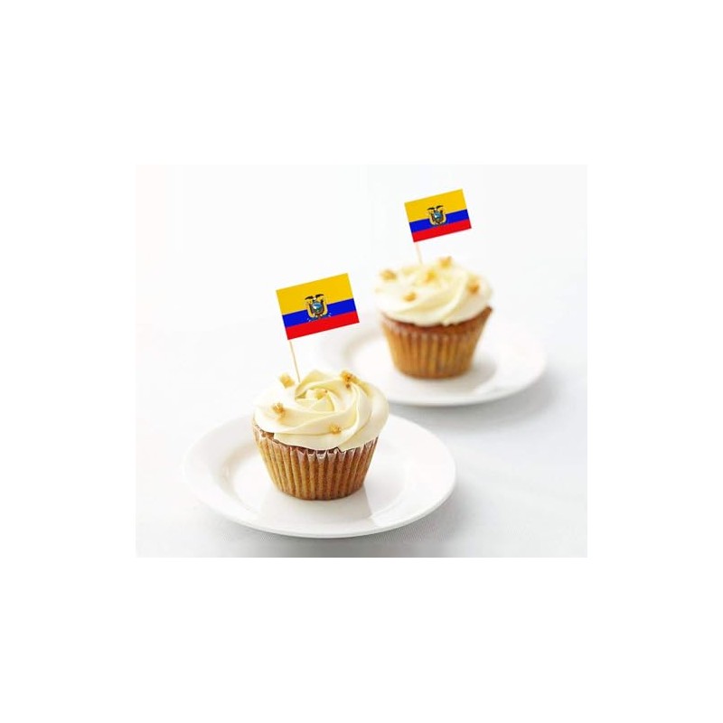 100 Pcs Ecuador Toothpick Flag Ecuadoran Small Mini Cocktail Fruit