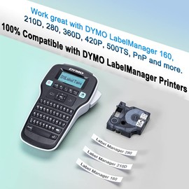Label Maker Tape Compatible for DYMO D1 Label Tape 45013 12mm 0.47 Replace for Dymo a45013 Refills D1, Black on White for DYMO LabelManager 160 420P 210D 280 360D PnP 4 Pack