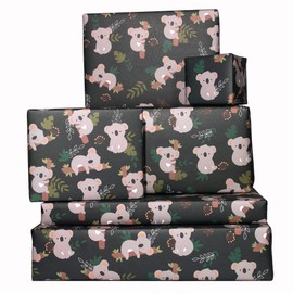 Central 23 - Trendy Wrapping Paper for Women - Green Plants and Koala - 6 Wrapping Paper Sheets - Birthdays - 21st 18th - Recyclable