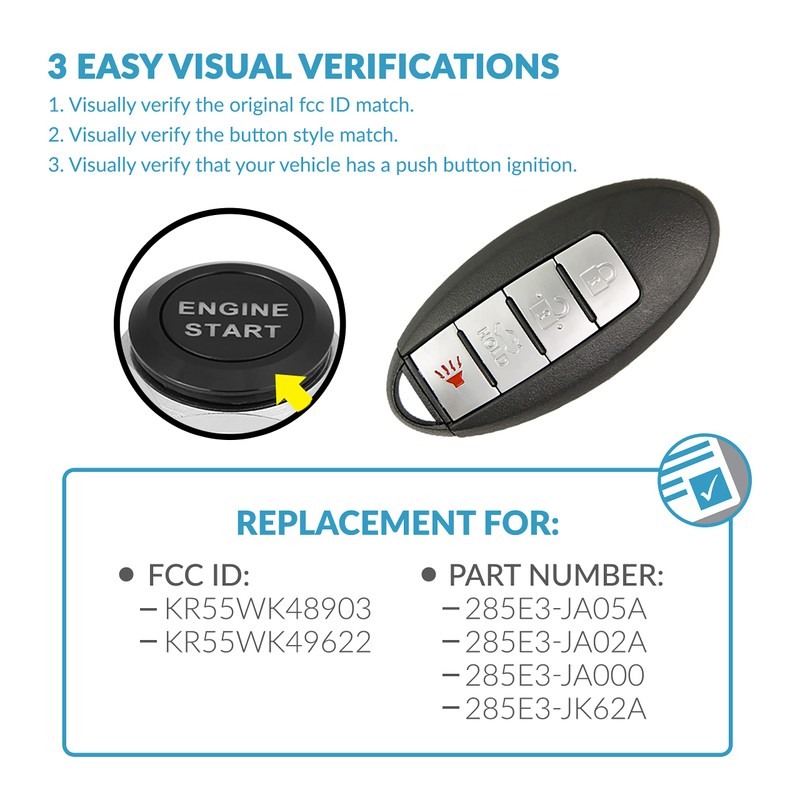 Keyless2Go Replacement for Proximity Smart Keyless Remote Fob for KR55WK48903