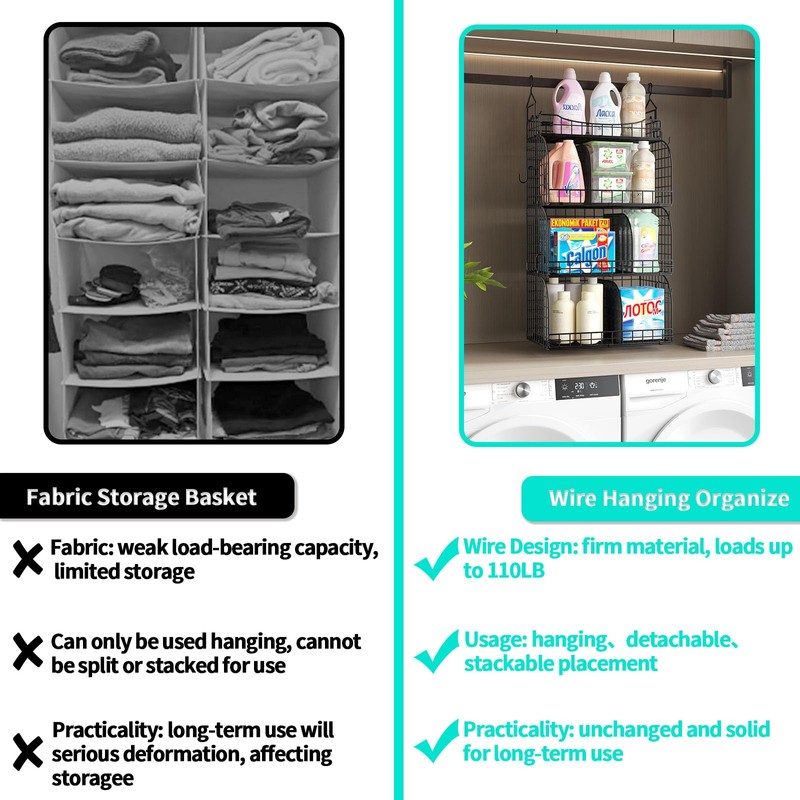 HapiRm Hanging Closet Organizer Storage - 4 Tier Hanging Closet