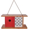 Sunset Vista Designs 93790 for The Birds-Mid-Century Wooden Birdhouse, Red