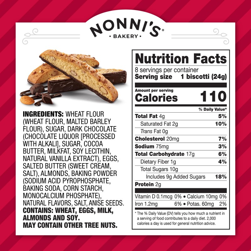 Nonni's Cioccolati Almond Biscotti Italian Cookies - 6 Boxes Biscotti