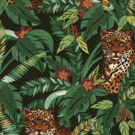 Timeless Treasures Leopard Hiding in Forest Green 100% Cotton Fabric by The Yard