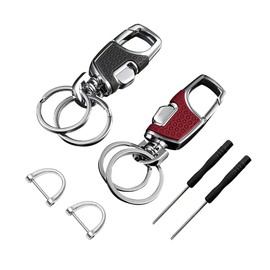 Sylvil Heavy Duty Key Chain, Car Key Chain with D Ring and A Screwdriver, Click Release Keychain Organizer for Men Women (Black+Red)