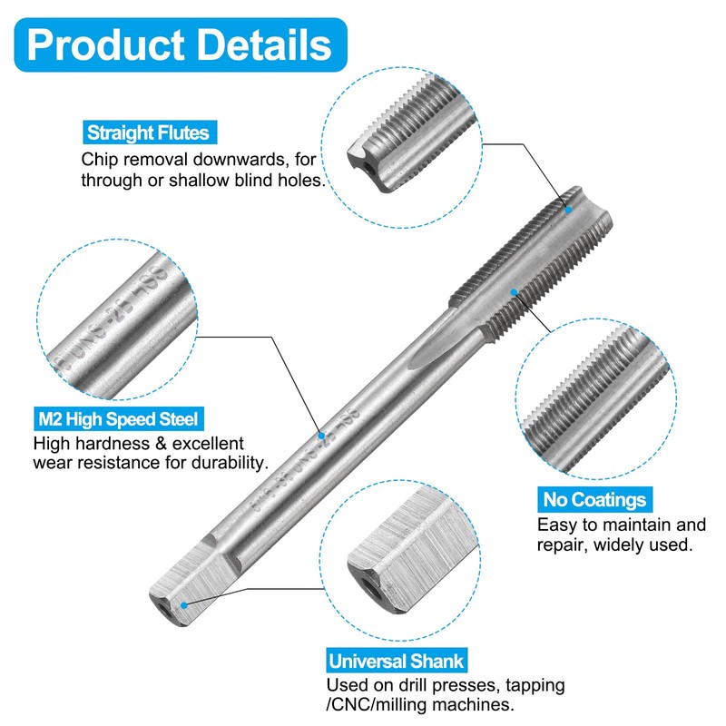 sourcing map Tap and Drill Bit Set, 2pcs 5/16-36 UNS