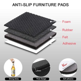 Yelanon Non Slip Furniture Pads -32pcs 1.5" Furniture Grippers Hardwood Floors, Non Skid for Furniture Legs,Self Adhesive Rubber Furniture Feet, Anti Slide Floors Protectors for Keep Couch Stoppers