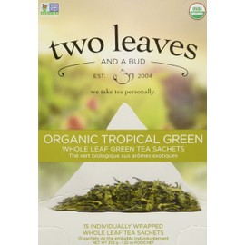 TWO LEAVES AND A BUD Organic Tropical Green Tea 15 Bag, 0.02 Pound