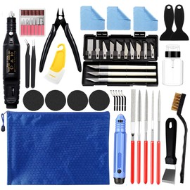 54PCS 3D Printer Accessories, 3D Printer Tool Kit with Hand Files Set, Deburring Tool, Electric Polishing Machine, Model Carving Tool, Cutting Pliers, Resin Scraper for 3D Print Burring and Finishing