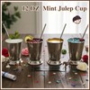 Gandeer 4 Pack Derby Mint Julep Cups with Straws 3D