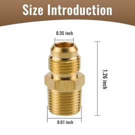 Angry Pony Flare 3/8 male to NPT 3/8 male half union tube fitting, brass pipe fitting coupling gas adapter (Pack of 2)