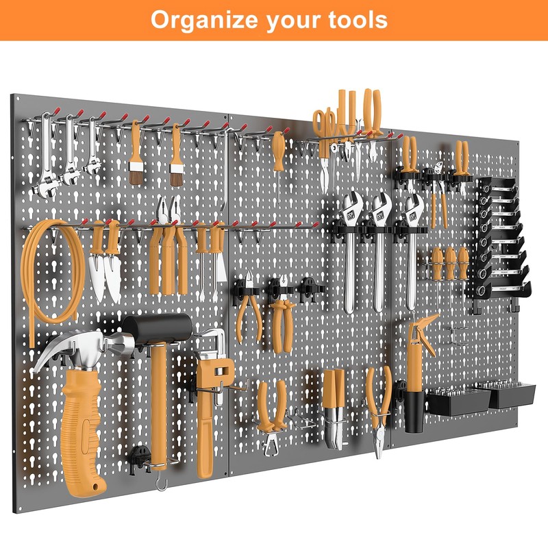 WALMANN Metal Pegboard Wall Tool Organizer Board with Pegboard Hooks,