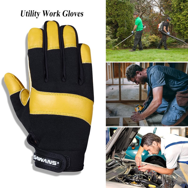 Leather Gardening Gloves Working for Women and Men Utility Dexterity