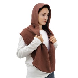 Women Men Fashion Pullover Scarf Hooded Scarf | Multifunctional Medieval Linen Cotton Cowl Hood Vintage Goth Cape Costume (Brown)