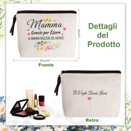 DPKOW Idee Regalo Festa Della Mamma Pochette Donna Trucchi Regalo Mamma Trousse da Borsetta Portatile Beauty Case da Viaggio, Mamma Migliore del Mondo Regalo Compleanno Natale Mamma Originale Utile