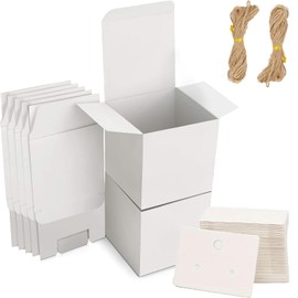 Set di 50 piccole scatole regalo bianche, 7 x 7 x 7 cm, piccole scatole con coperchio, scatola, scatole di fiammiferi vuote, per regali, feste, matrimoni, compleanni, piegate senza attrezzi