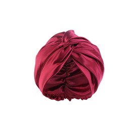 Maulbeerseide Frauen Nachtmütze, Seidenhaube Satin Schlafmütze, Doppelseitige Haarwickel zum Schlafen, Rutschfeste und atmungsaktiv Nachtmütze für alle Haartypen (Rot)