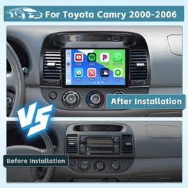 Hikity 4+64GB Android 13 Radio for 2000-2006 Toyota Camry with Wireless Carplay Android Auto, 9'' Touch Screen Camry Stereo Dash Kit, 32EQ DSP/Bluetooth 5.0/GPS/WiFi/SWC, Backup Camera, Mic