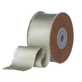 Yimi's Dream Satin Chiffon Ribbon, 20 Yd x 1 1/2" Sage Green Fabric Ribbons with Frayed Edge for Wedding, Photos, Party, Christmas, Gift Box Packaging, Bouquets, DIY Crafts, Gifts Wrapping